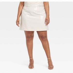 A New Day Woman's Sequin A-line Mini Skirt ~ Cream